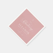 Serviette En Papier Pink Elegant Cross Script Calligraphie Christening (Coin)