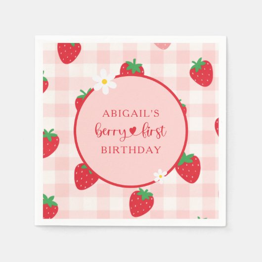 Serviette En Papier Pink En vichy Berry Sweet Anniversaire Napkin (Devant)