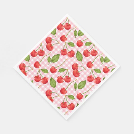 Serviette En Papier Pink En vichy Cherry Anniversaire serviettes (Coin)