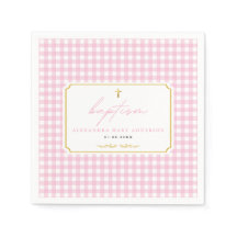 Pink En vichy Girl Baptism Minimaliste Élégant Tou