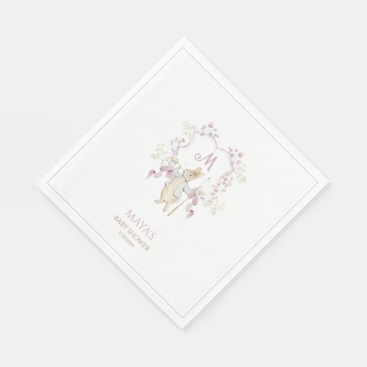 Serviette En Papier Pink En vichy Pierre le Baby shower lapin Crest (Coin)