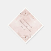 Serviette En Papier Pink et Rose or Foil Chic Mariage Monogramme (Coin)