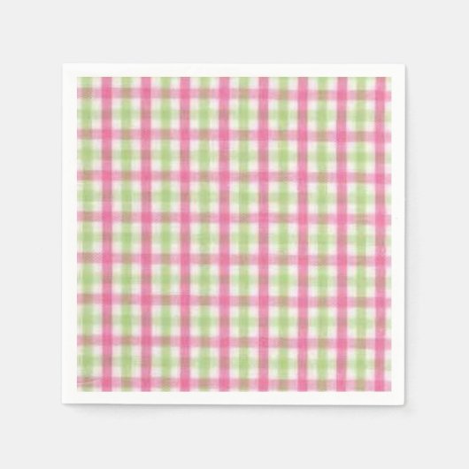 Serviette En Papier Pink et vert preppy Plaid (Devant)