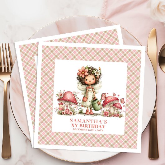 Serviette En Papier Pink Fairy 2nd Birthday Blush Floral Paper Napkins