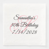 Serviette En Papier Pink Fancy Monogramme 30e anniversaire (Devant)
