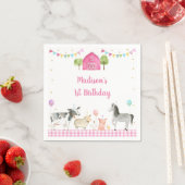 Serviette En Papier Pink Farm Barnyard anniversaire (En situation)
