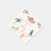 Serviette En Papier Pink Farm Barnyard Floral Anniversaire (Coin)