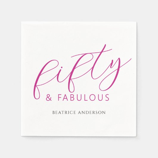Serviette En Papier Pink Fifty and Fabulous 50th Birthday Party (Devant)