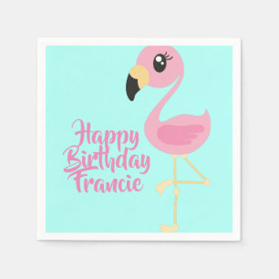 Serviette En Papier Pink Flamant rose Tropical 1er Birthday Party Napk