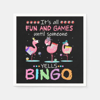 Serviette En Papier Pink Flamingo Bingo Funny Venin Art