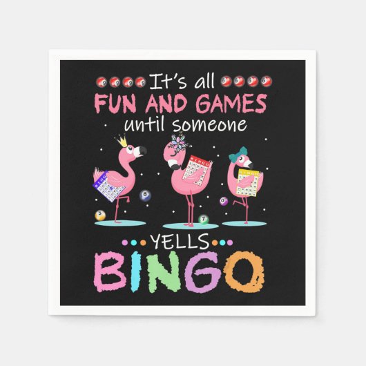 Serviette En Papier Pink Flamingo Bingo Funny Venin Art (Devant)