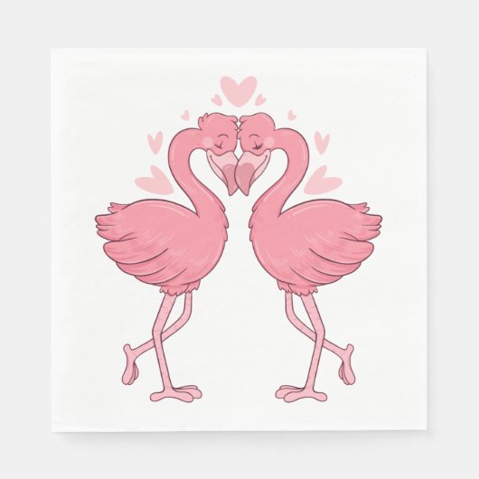 Serviette En Papier Pink Flamingo Love Tropical Beach Wedding (Devant)