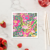 Serviette En Papier Pink Flamingos Tropical Botanical Butterfly (En situation)