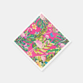 Serviette En Papier Pink Flamingos Tropical Botanical Butterfly (Coin)