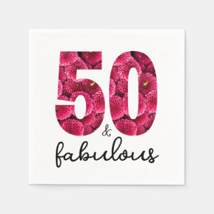 Serviette En Papier Pink Floral 50 et Fabulous 50th Birthday Party