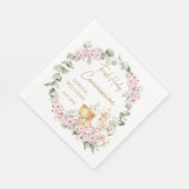 Serviette En Papier Pink Floral Chalice First Holy Communion  (Coin)
