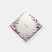Serviette En Papier Pink Floral Frame (Coin)