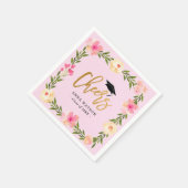 Serviette En Papier Pink Floral Gold encourage la fête de graduation p (Coin)