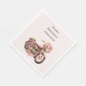Serviette En Papier Pink Floral Motorcycle Birthday (Coin)
