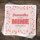 Serviette En Papier Pink Floral Nineth Birthday Girl Custom Party