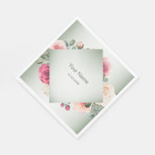 Serviette En Papier Pink Floral Rustic Geometric Green Party (Coin)