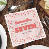 Serviette En Papier Pink Floral Seventh Birthday Girl Custom Party