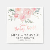 Serviette En Papier Pink floral style fille baby shower serviettes en  (Devant)