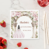 Serviette En Papier Pink florals arch dress Quinceanera luncheon (En situation)