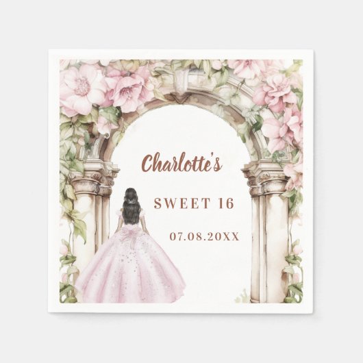 Serviette En Papier Pink florals arch dress Sweet 16 (Devant)