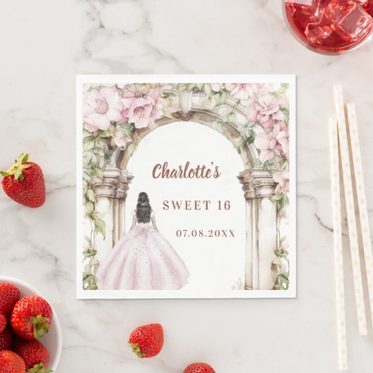Serviette En Papier Pink florals arch dress Sweet 16 luncheon (En situation)