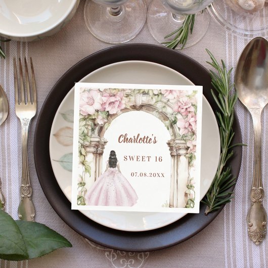 Serviette En Papier Pink florals arch dress Sweet 16 luncheon