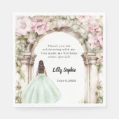 Serviette En Papier Pink florals arch green dress birthday luncheon (Devant)