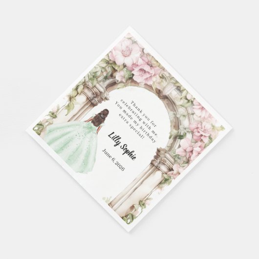 Serviette En Papier Pink florals arch green dress birthday luncheon (Coin)