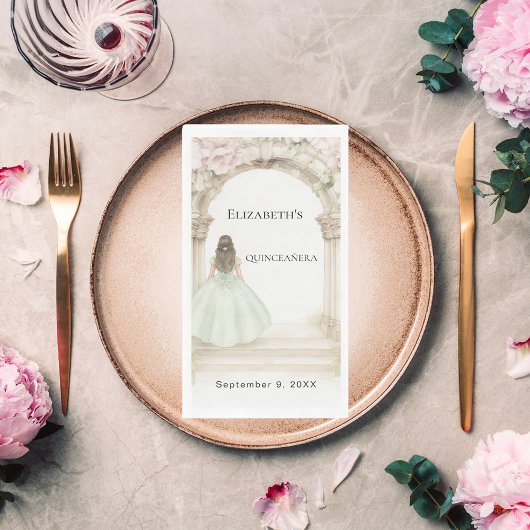 Serviette En Papier Pink florals arch green dress birthday luncheon