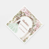 Serviette En Papier Pink florals arch green dress Quinceanera luncheon (Coin)