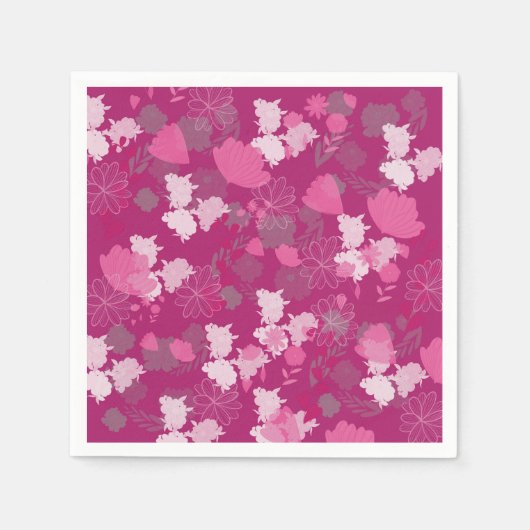 Serviette En Papier pink flowers (Devant)