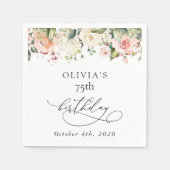 Serviette En Papier Pink Flowers, White Flowers, Boho, Birthday (Devant)