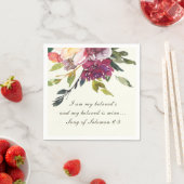 Serviette En Papier Pink foncé violet d'aquarelle florale Mariage de l (En situation)