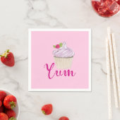 Serviette En Papier Pink Frosted Cupcake Yum! (En situation)
