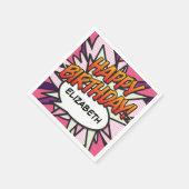 Serviette En Papier Pink Fun HAPPY ANNIVERSAIRE Personnalisé (Coin)