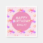 Serviette En Papier Pink Gecko Lizard Girly Girly Birthday (Devant)