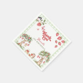 Serviette En Papier Pink Gingham Berry First Strawberry 1st Birthday (Coin)