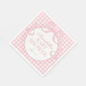 Serviette En Papier Pink Gingham Coquette Bow Baby Shower Dessert (Coin)