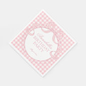 Serviette En Papier Pink Gingham Coquette Bow Birthday Party Dessert (Coin)