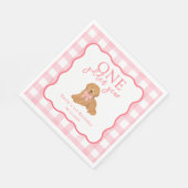 Serviette En Papier Pink Gingham One Golden Year Doodle Puppy (Coin)