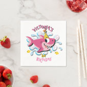 Serviette En Papier Pink Girl Shark Baby Fête Anniversaire serviettes (En situation)