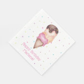 Serviette En Papier Pink Girls Crème glacée Anniversaire (Coin)
