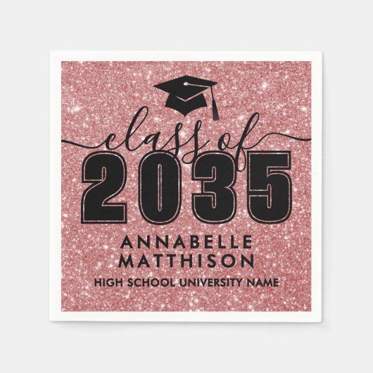 Serviette En Papier Pink Glitter Graduation (Devant)