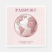 Serviette En Papier Pink Globe Passport Travel Baby Shower (Devant)