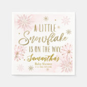 Serviette En Papier Pink Gold A Little Snowflake Baby shower d'hiver (Devant)